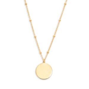 Gold Pendant Disc Necklace 18”